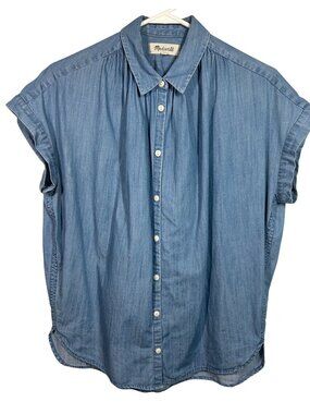 Madewell Blue Chambray Button-Down Oversize Sleeveless Blouse Women’s Size XS